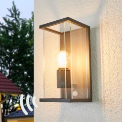 Lucande aplique de exterior Annalea, 29cm, 1 luz, IP54, sensor