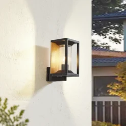 Lucande aplique de exterior Candina, negro, aluminio, IP65