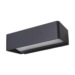 Lucande Aplique de exterior LED Midvig, gris oscuro, angular, IP65