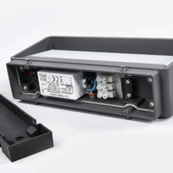 Lucande Aplique de exterior LED Midvig, gris oscuro, angular, IP65