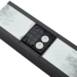 Lucande Aplique de exterior LED Lavrin, negro/mármol, aluminio