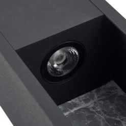 Lucande Aplique de exterior LED Lavrin, negro/mármol, aluminio