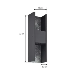 Lucande Aplique de exterior LED Lavrin, negro/mármol, aluminio