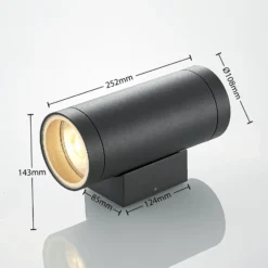 Lucande aplique de exterior Thomke, 2 luces, antracita, aluminio