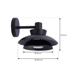 Lucande Aplique de exterior Thais, negro, metal, Ø 25 cm