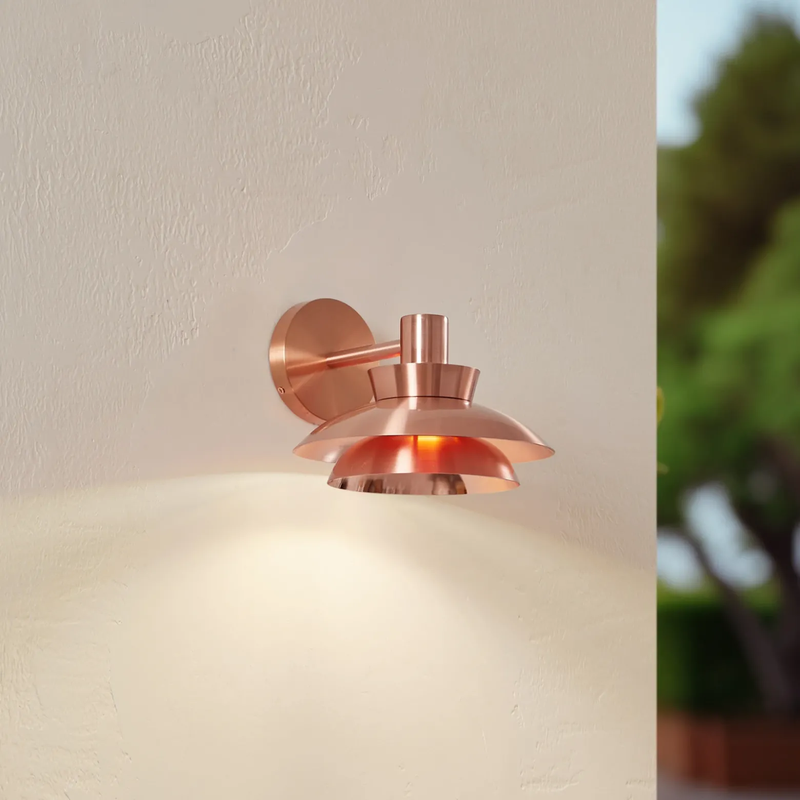 Lucande Aplique de exterior Thais, color cobre, acero inoxidable