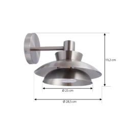 Lucande Aplique de exterior Thais, acero inoxidable, Ø 25 cm
