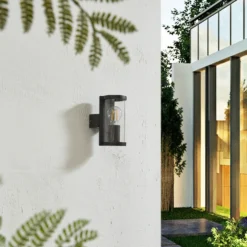 Lucande aplique de exterior Zanta, altura 19,7 cm, IP65, negro