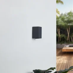 Lucande aplique de pared LED Kimian, altura 17 cm, antracita, IP54
