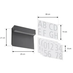 Lucande aplique LED con número de casa Kalero, sensor crepuscular, CCT