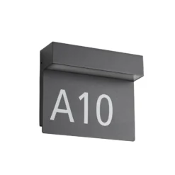 Lucande aplique LED con número de casa Kalero, sensor crepuscular, CCT