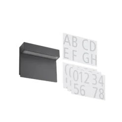 Lucande aplique LED con número de casa Kalero, sensor crepuscular, CCT