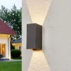 Lucande Aplique LED para exterior Mikka, 17 cm, antracita, 2 luces.
