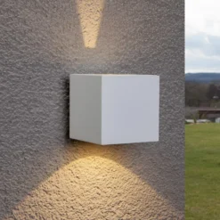 Lucande aplique LED para exterior Jarno, blanco, metal, 9 cm