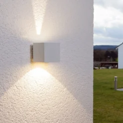 Lucande aplique LED para exterior Jarno, blanco, metal, 9 cm