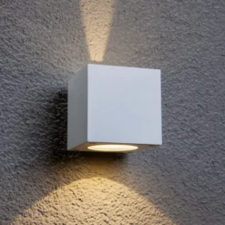 Lucande aplique LED para exterior Jarno, blanco, metal, 9 cm