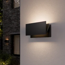 Lucande Aplique LED para exterior Meja, negro, metal, IP54