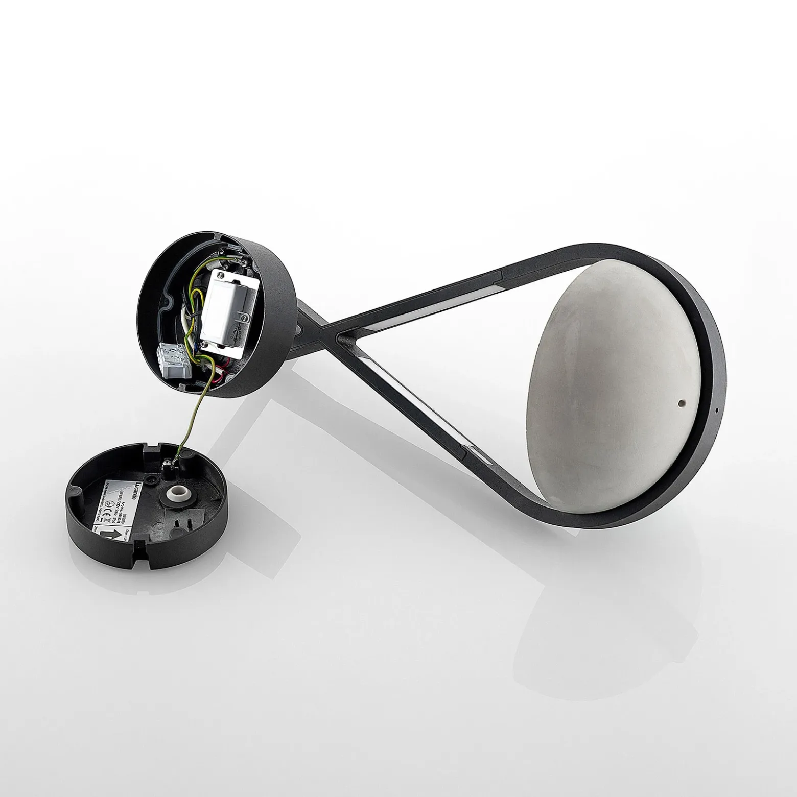 Lucande Aplique LED para exterior Florka, piedra natural, cesta colgante