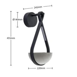 Lucande Aplique LED para exterior Florka, piedra natural, cesta colgante