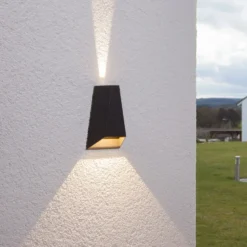Lucande Aplique LED para exterior Jendrik, altura 17 cm, antracita