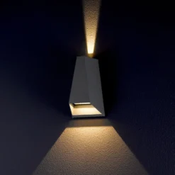 Lucande Aplique LED para exterior Jendrik, altura 17 cm, antracita