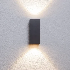 Lucande Aplique LED para exterior Tavi, altura 15 cm, negro