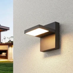 Lucande aplique LED para exterior Silvan, antracita, IP65, 14 cm