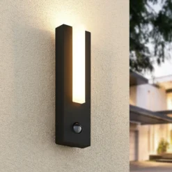 Lucande Aplique LED para exterior Virgalia, detector de movimiento, IP54