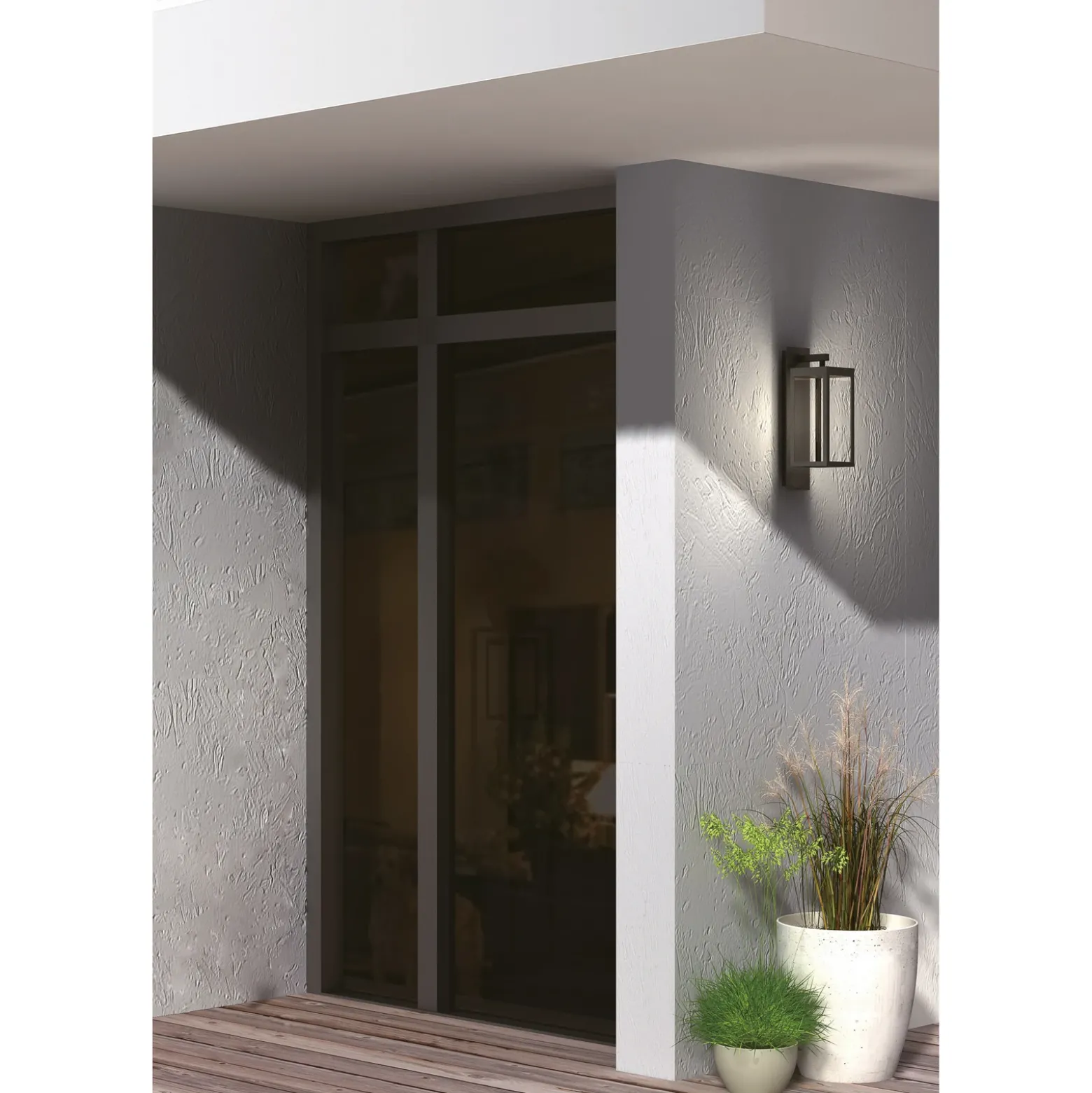 Lucande Aplique LED para exterior Ferdinand, set de 2, gris, 38 cm
