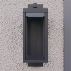 Lucande Aplique LED para exterior Ferdinand, set de 3, gris, 38 cm