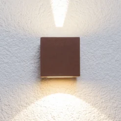 Lucande Aplique LED para exterior Jarno, óxido, metal, 9 cm