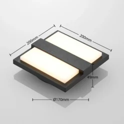 Lucande Aplique LED para exterior Gylfi, 20 cm, antracita, aluminio