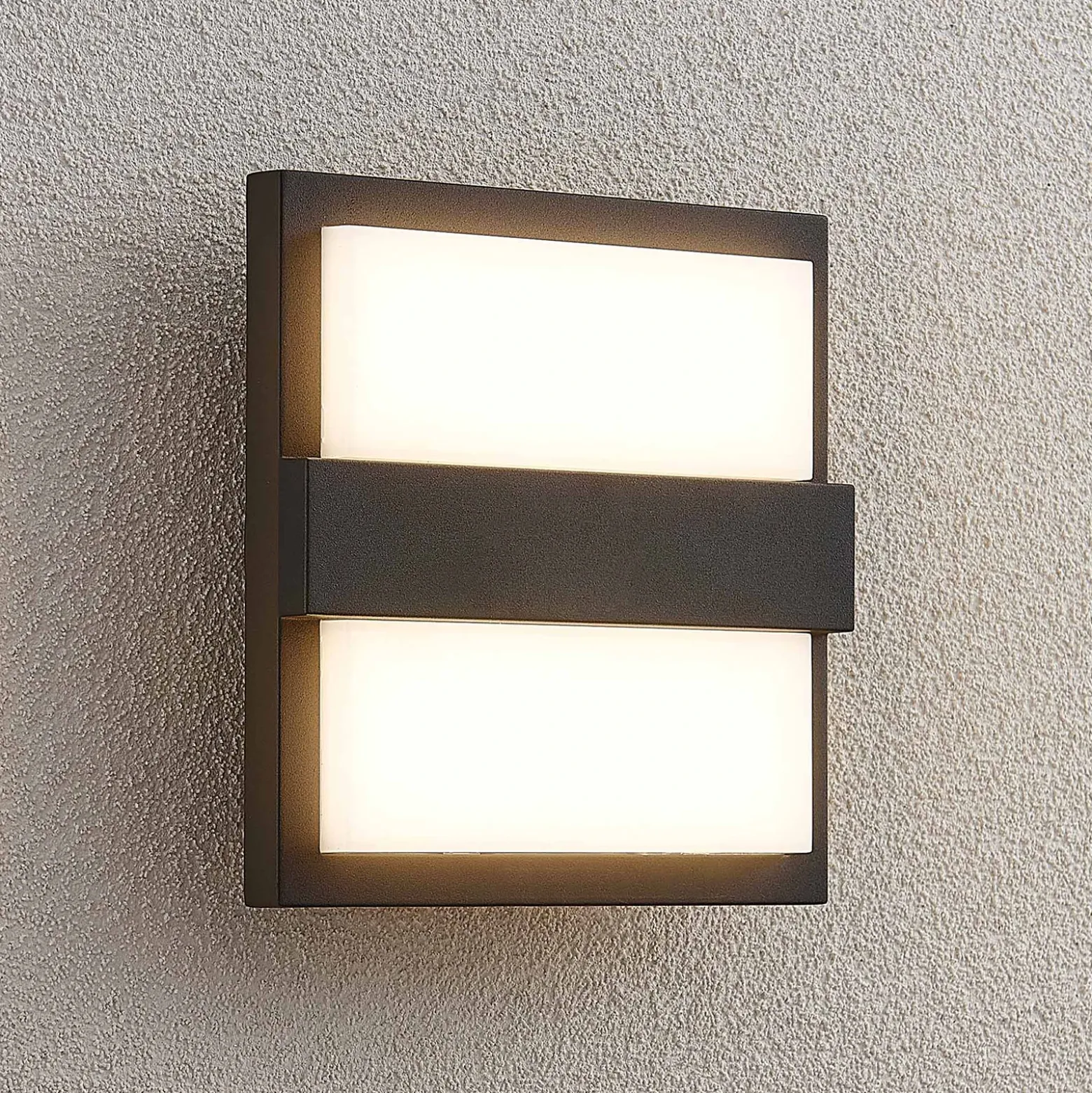 Lucande Aplique LED para exterior Gylfi, 20 cm, antracita, aluminio