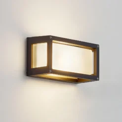 Lucande Aplique para exterior Aurelien, gris, metal, 12,5 cm, IP54