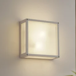 Lucande Aplique para exterior Aurelien, blanco, sensor, 25 x 25 cm