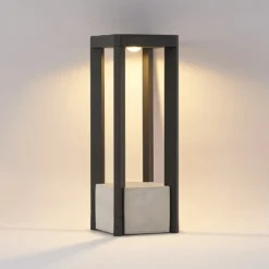 Lucande Baliza LED Kalisa, IP65, 42 cm, gris, metal
