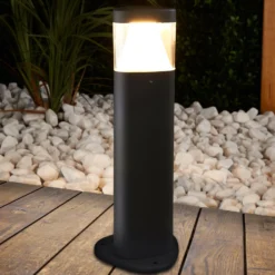 Lucande Baliza LED Milou, altura 30 cm, antracita, aluminio