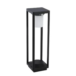 Lucande, baliza solar LED Nilea, 50 cm, negra, sensor