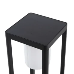 Lucande, baliza solar LED Nilea, 50 cm, negra, sensor