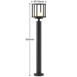 Lucande Bolardo luminoso Berenike, 85 cm, gris oscuro, metal, GX53