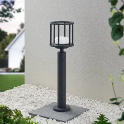Lucande Bolardo luminoso Berenike, 60 cm, gris oscuro, metal, GX53