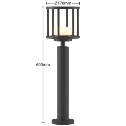Lucande Bolardo luminoso Berenike, 60 cm, gris oscuro, metal, GX53