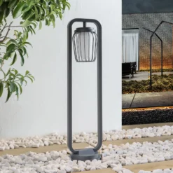 Lucande Bolardo luminoso Chandan, 90 cm, antracita, aluminio