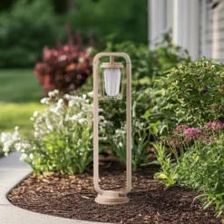 Lucande Bolardo luminoso Chandan, 90 cm, beige, metal, IP54