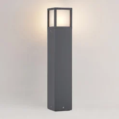 Lucande Bolardo luminoso Dewari, E27, 65 cm, gris oscuro, IP54