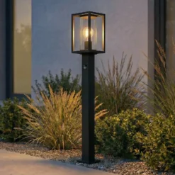 Lucande Bolardo luminoso Ferda, 100 cm, sensor, antracita, IP44