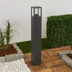 Lucande Bolardo luminoso Klemens, 90 cm, antracita, metal, E27