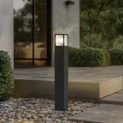 Lucande Bolardo luminoso Klemens, 90 cm, negro, metal, IP54