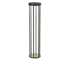 Lucande, bolardo luminoso LED solar, Evelis, negro, aluminio, sensor