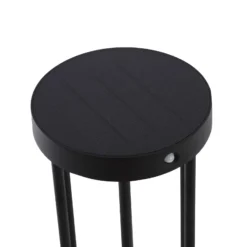 Lucande, bolardo luminoso LED solar, Evelis, negro, aluminio, sensor